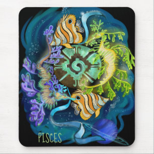 Pisces Zodiac Sign Mouse Mat