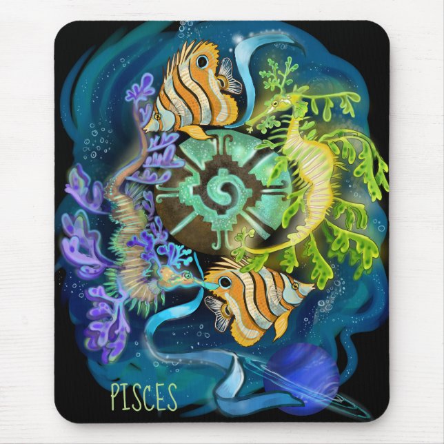 Pisces Zodiac Sign Mouse Mat (Front)