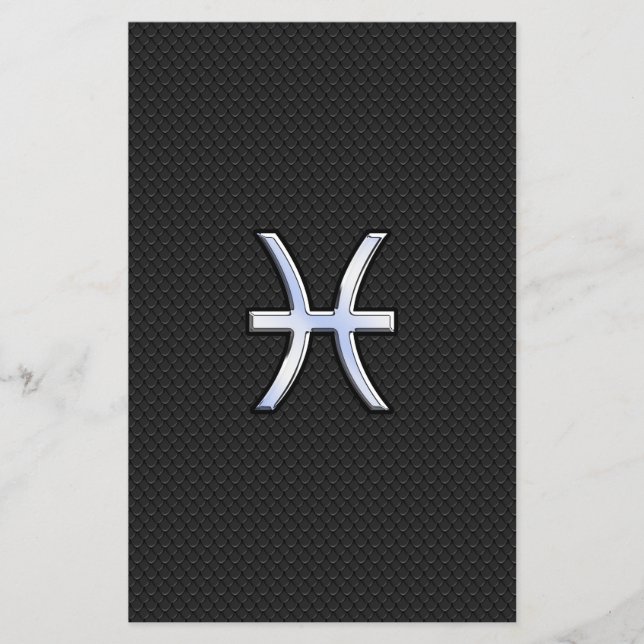 Pisces Zodiac Sign on Black Snake Skin Decor Flyer (Front)