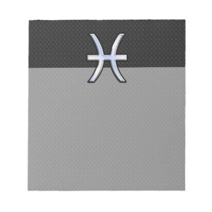 Pisces Zodiac Sign on Black Snake Skin Decor Notepad