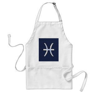 Pisces Zodiac Sign on Blue Carbon Fibre Decor Standard Apron
