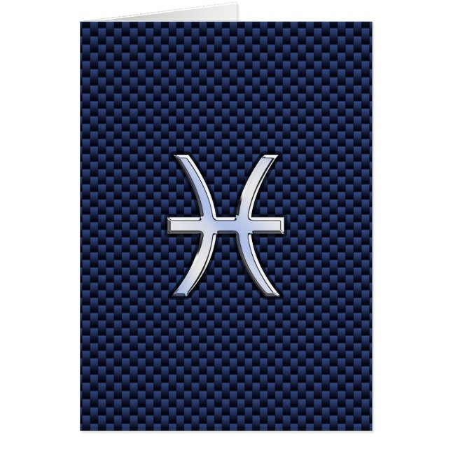 Pisces Zodiac Sign on Blue Carbon Fibre Print (Front)