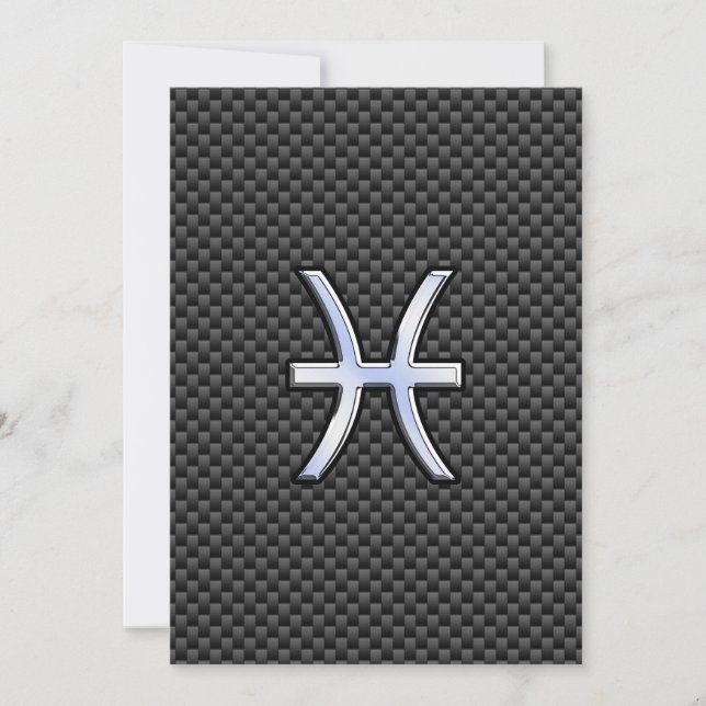 Pisces Zodiac Sign on Carbon Fiber Print (Front)