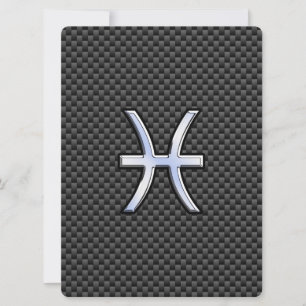 Pisces Zodiac Sign on Carbon Fibre Print
