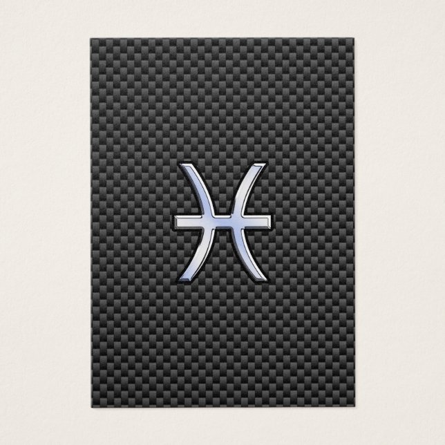 Pisces Zodiac Sign on Carbon Fibre Print (Front)