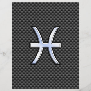 Pisces Zodiac Sign on Carbon Fibre Print Flyer