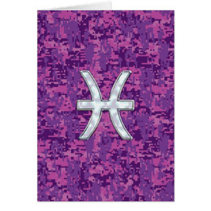 Pisces Zodiac Sign on Fuchsia Digital Camo