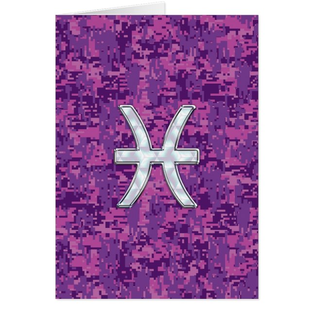 Pisces Zodiac Sign on Fuchsia Digital Camo (Front)