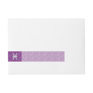 Pisces Zodiac Sign on Fuchsia Digital Camo Wraparound Address Label