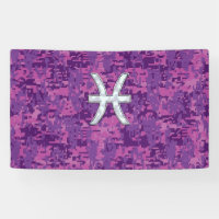 Pisces Zodiac Sign on Fuchsia Pink Digital Camo