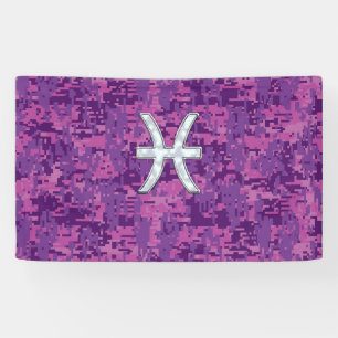 Pisces Zodiac Sign on Fuchsia Pink Digital Camo