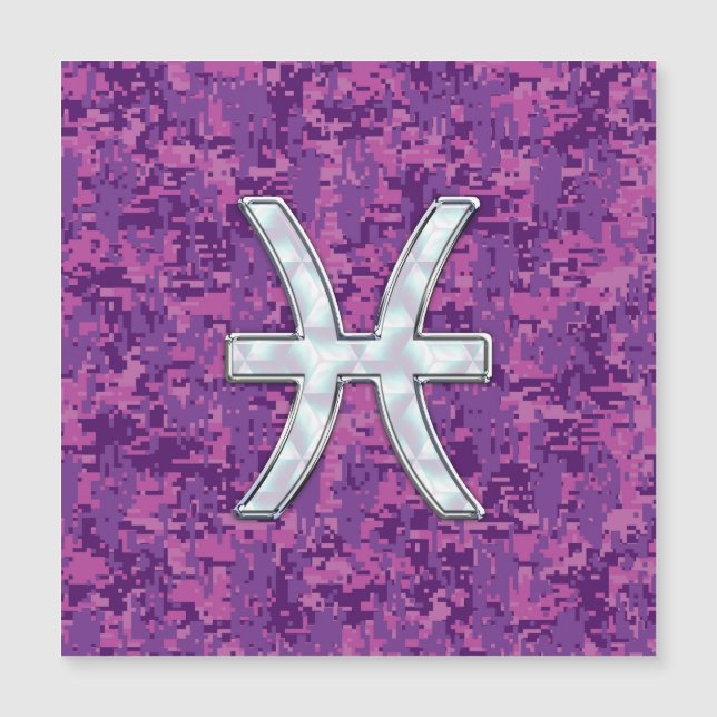 Pisces Zodiac Sign on Fuchsia Pink Digital Camo (Front)