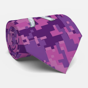 Pisces Zodiac Sign on Fuchsia Pink Digital Camo Tie