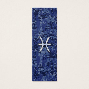 Pisces Zodiac Sign on Navy Blue Digital Camo
