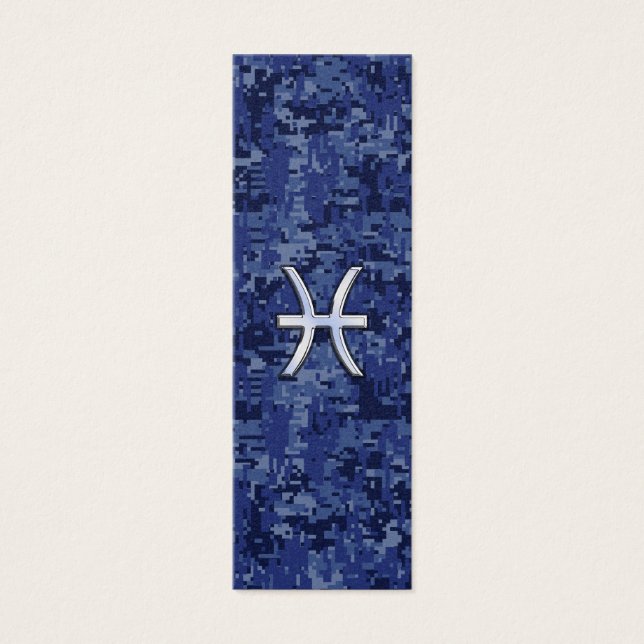 Pisces Zodiac Sign on Navy Blue Digital Camo (Front)