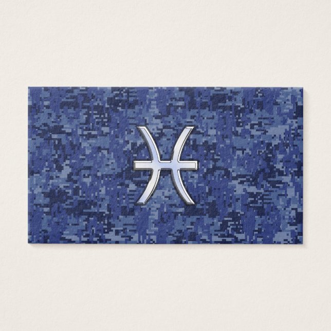 Pisces Zodiac Sign on Navy Blue Digital Camo (Front)