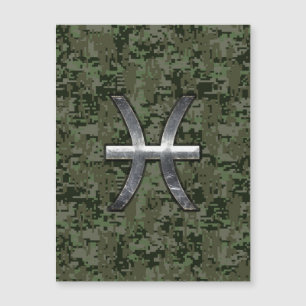 Pisces Zodiac Sign on Woodland Digital Camo