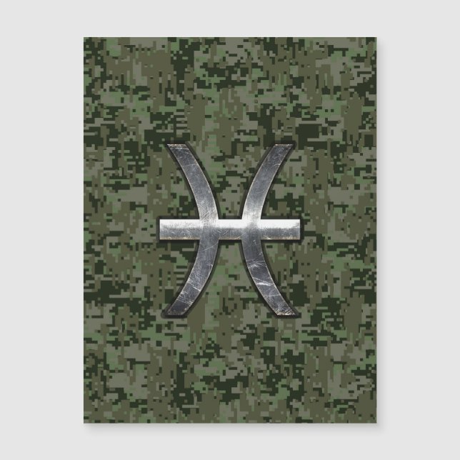 Pisces Zodiac Sign on Woodland Digital Camo (Front)