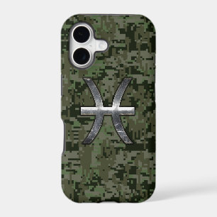 Pisces Zodiac Sign on Woodland Digital Camo Decor