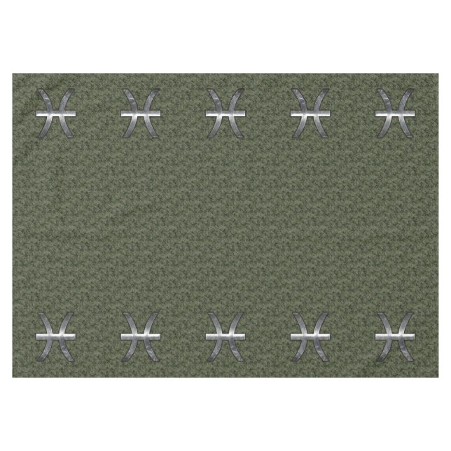 Pisces Zodiac Sign on Woodland Digital Camo Decor Tablecloth (Front (Horizontal))