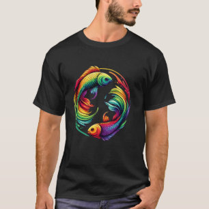 Pisces Zodiac Sign Rainbow Fishes Animal Star Sign T-Shirt