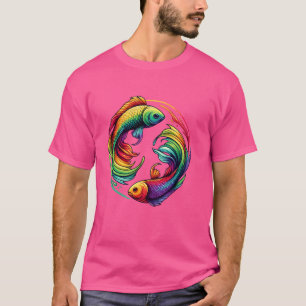 Pisces Zodiac Sign Rainbow Fishes Animal Star Sign T-Shirt