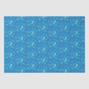 Pisces zodiac sign sea blue modern tissue paper