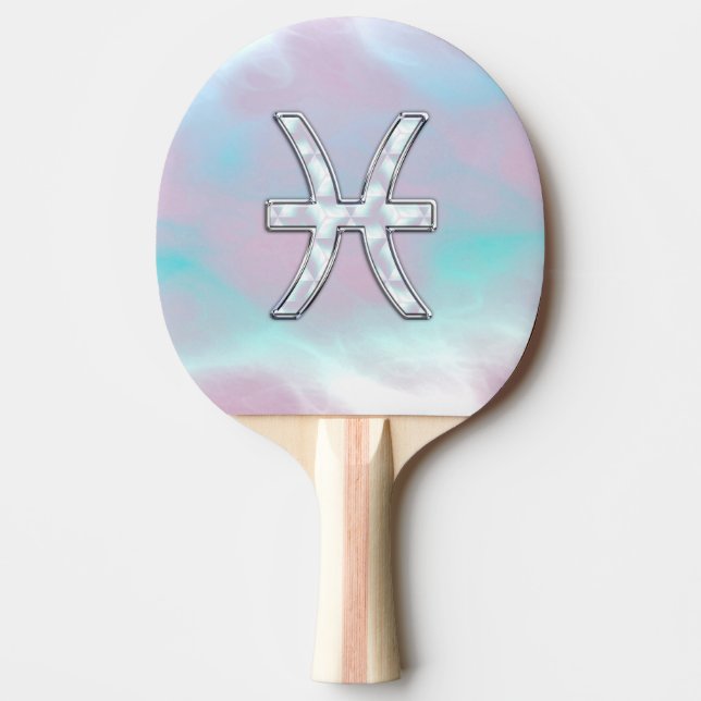 Pisces Zodiac Sign Stylish Mother of Pearl Ping Pong Paddle (Front)