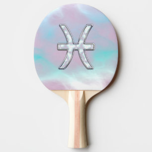 Pisces Zodiac Sign Stylish Mother of Pearl Ping Pong Paddle