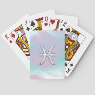 Pisces Zodiac Sign Stylish Mother of Pearl Playing Cards