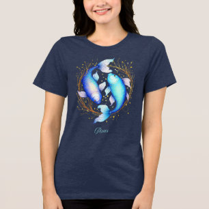 Pisces Zodiac Sign, Two Graceful Koi Fish Tri-Blend Shirt
