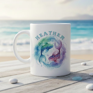Pisces Zodiac Sign Watercolor Fish Astrology Coffee Mug