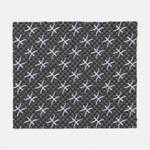 Pisces Zodiac Silver Symbol Carbon Fibre Style Fleece Blanket
