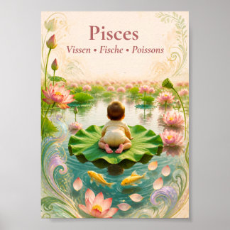 Pisces Zodiac Small Art | Dreamy Astrology Poster