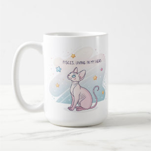 Pisces Zodiac Sphynx Cat Living Head Art Coffee Mug