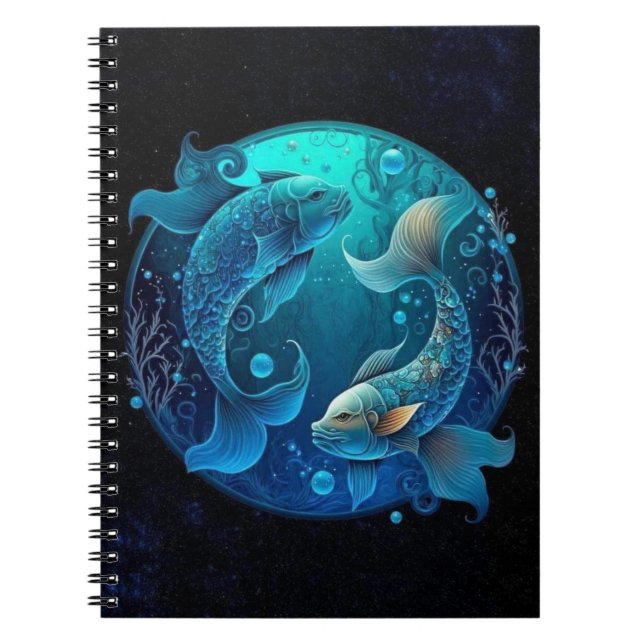 Pisces Zodiac Spiral Notebook (Front)
