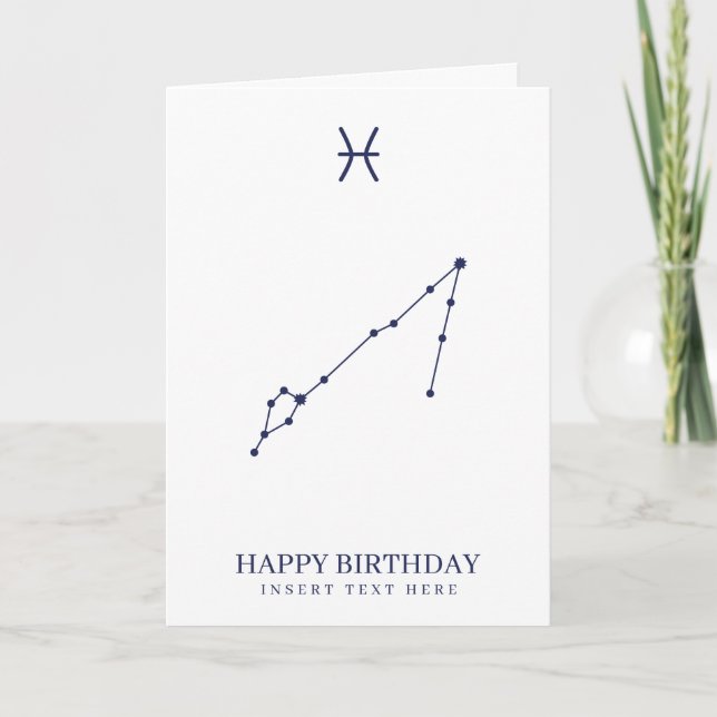 Pisces Zodiac Star Sign Custom Birthday Card (Front)