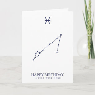 Pisces Zodiac Star Sign Custom Birthday Card