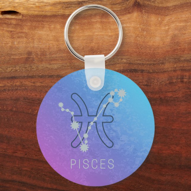 Pisces Zodiac Star Sign Horoscope Constellation Key Ring (Front)