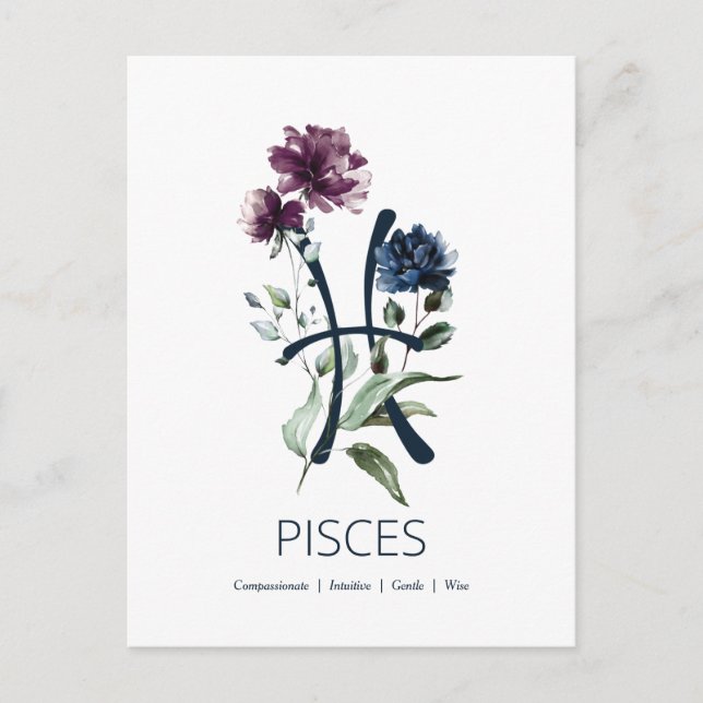 Pisces Zodiac Star Sign Postcard (Front)