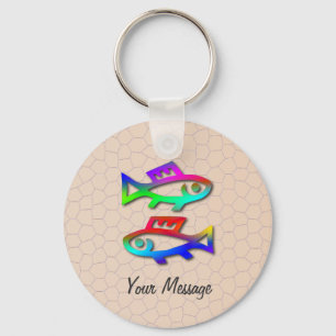 Pisces Zodiac Star Sign Rainbow Fish Keyring