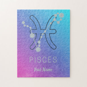 Pisces Zodiac Star Sign Watercolor Horoscope Jigsaw Puzzle