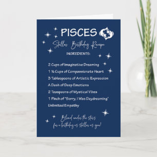 Pisces Zodiac Stellar Birthday Recipe Card