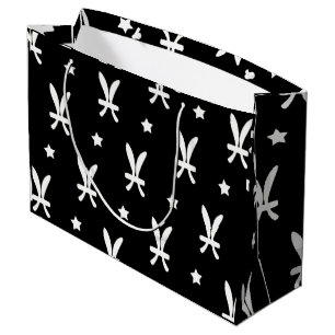 Pisces Zodiac Symbol Black and White Large Gift Bag