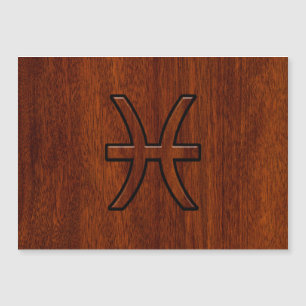Pisces Zodiac Symbol Brown Mahogany wood style