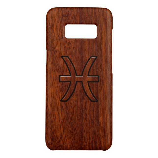 Pisces Zodiac Symbol Brown Mahogany wood style Case-Mate Samsung Galaxy Case (Back)