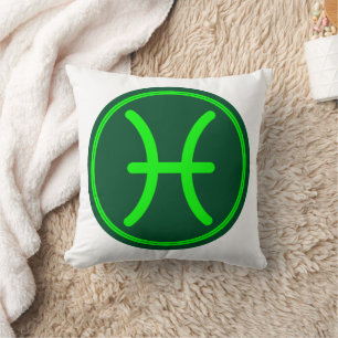 Pisces Zodiac Symbol Green Mix Cushion