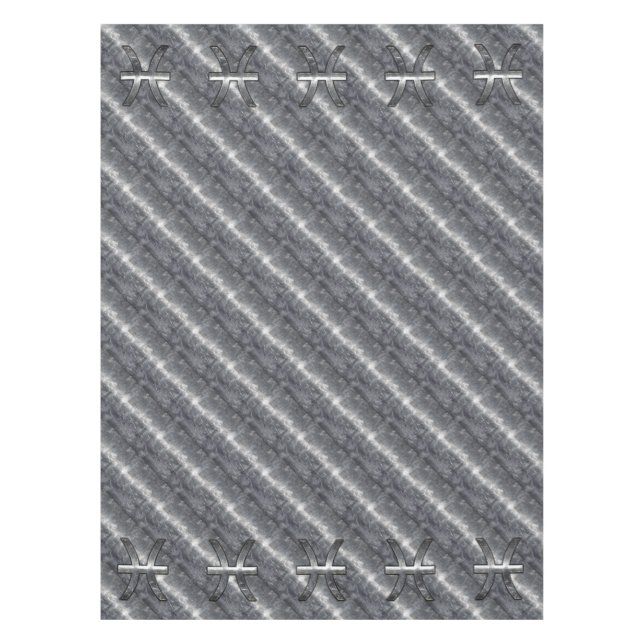 Pisces Zodiac Symbol in Grunge Steel Print Tablecloth (Front)