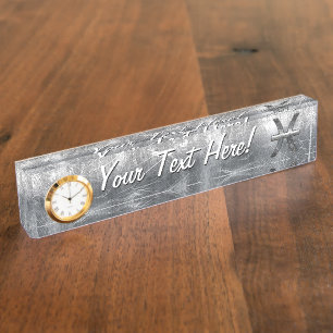 Pisces Zodiac Symbol in grunge steel style print Nameplate