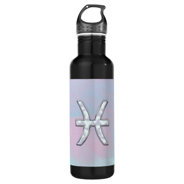 Pisces Zodiac Symbol Mother of Pearl Decor 710 Ml Water Bottle (Front)